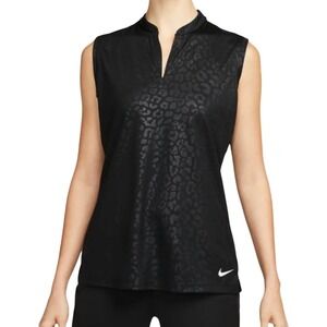 Nike Dri Fit Women Golf Sleeveless Top XS Black Leopard Print Athletic‎ Shirt